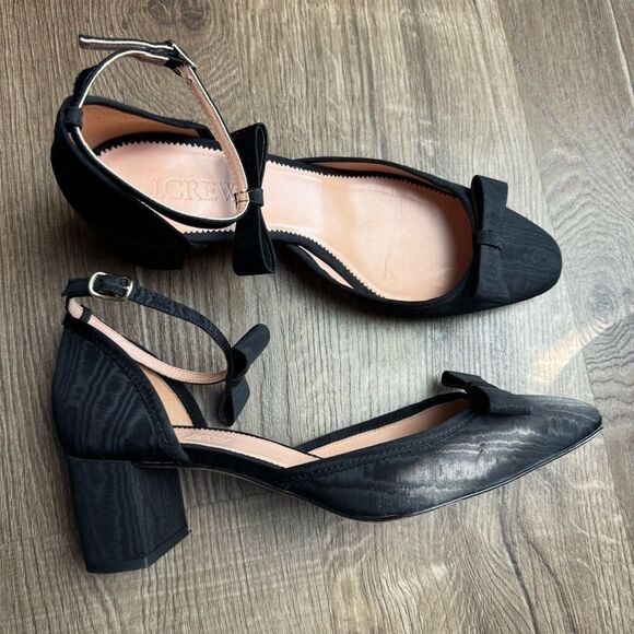 J.‎ Crew | Millie Bow Ankle Strap Heels in moiré - Picture 7 of 9